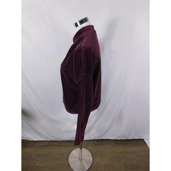 Arizona Jean Co Pullover Womens Medium Burgundy Half Zip Corduroy Rib Ring Pull - Picture 5 of 12
